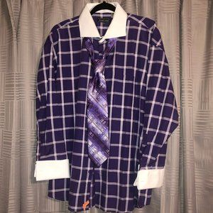 Avanti Uomo Purple/White Windowpanes Dress Shirt